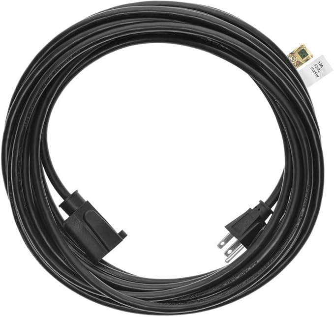 Monoprice 25ft 16AWG Power Extension Cord Cable - SJT 16/3C NEMA 5-15P TO NEMA 5-15R (13A/125V) AP301+SP506 - Black