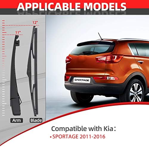 OTUAYAUTO Rear Windshield Back Wiper Arm Blade Set - Replacement for KIA Sportage 2011 2012 2013 2014 2015 2016 OE:988111H000