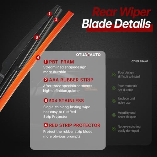 OTUAYAUTO Rear Windshield Wiper Arm Blade Set - Replacement for Toyota RAV4 2019-2023 - Factory Style Back Wiper Cover Accessories Assembly for Rear Window