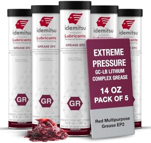 Idemitsu EP2 Red All Purpose Grease NLGI 2 – 14 oz Cartridge, 5 Pack