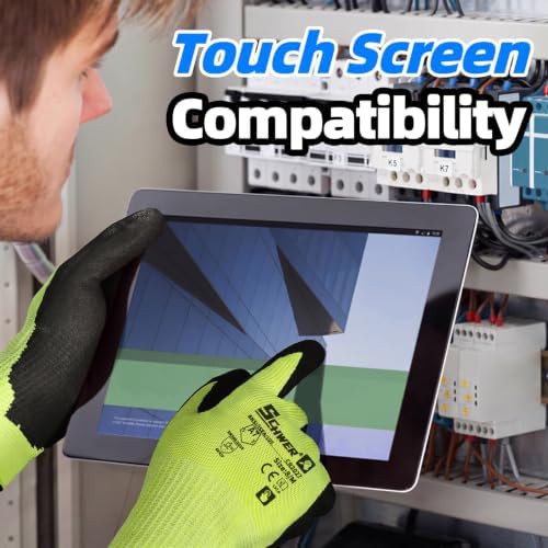 Schwer 2 Pairs A7 Cut Resistant Work Gloves, Touchscreen, CR3027, M