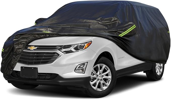 KouKou Waterproof SUV Car Cover Suitable for Chevy Equinox Chevrolet from 2005 to 2025, 7 Layers Windproof All Weather Waterproof Outdoor Cover Sun Rain UV Dust Snow Protection. Black