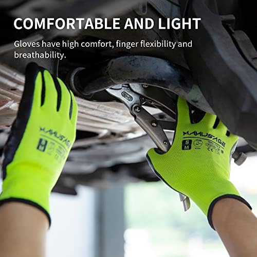 MANUSAGE Safety Work Gloves - Protective Glove for Men & Women - Ultrathin Hand Protection - For Construction, Gardening, Landscaping - Yellow - Size XL - 24 Pairs