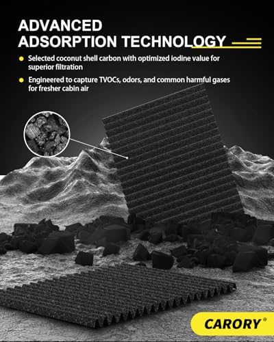 CARORY Cabin Air Filter w/Activated Carbon for Audi Q5 (2018-2025), A4 (2017-2023), RS5 (2018-2025), A5 (2018-2023), A6 (2023), Q7 (2017-2025), S4 (2018-2025), Porsche Cayenne, OE# 4M0-819-439, CF211