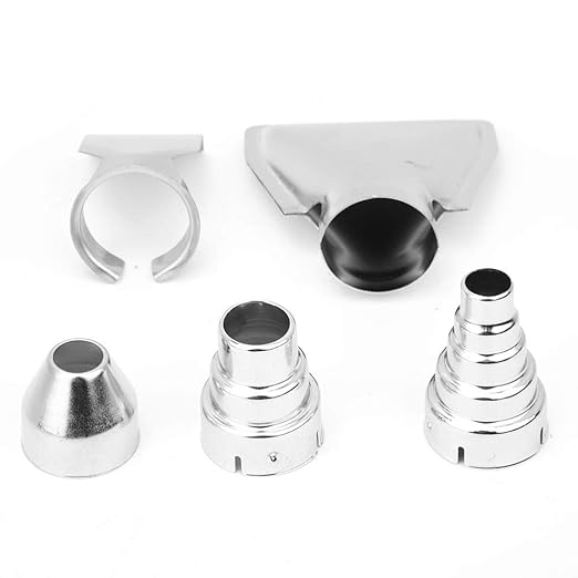 Hot Air Gun Nozzle, 5 Piece Stainless Steel Hot Air Gun Nozzles Heat Blower Accessories Soldering Brazing Equipment