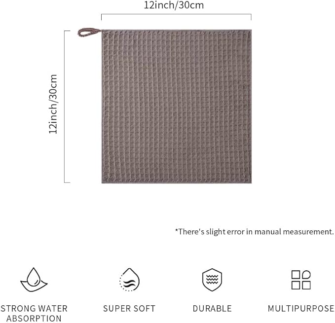 watchget Barista Micro Cloth 6 Pack, Microfiber Barista Cleaning Towels Microfiber Waffle Weave Kitchen Dish Cloth Coffee Bar Towel Coffee Machine Cleaning Cloth, Brown(12"x12")