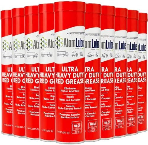 AtomLube Ultra Heavy Duty Red Grease, 10-Pack of 14 oz Tubes