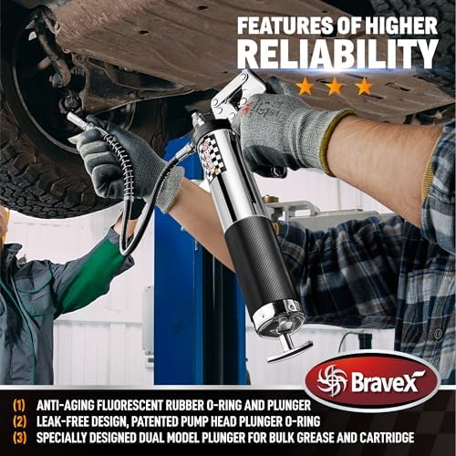 Professional Pistol Grip Grease Gun 6000PSI, 18" Flexible Hose, 14 Oz