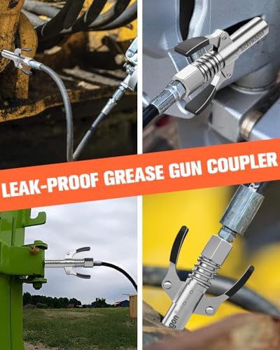 Grease Gun Coupler, Grease Gun Tips, Non-Slip Handle, 2-Pack