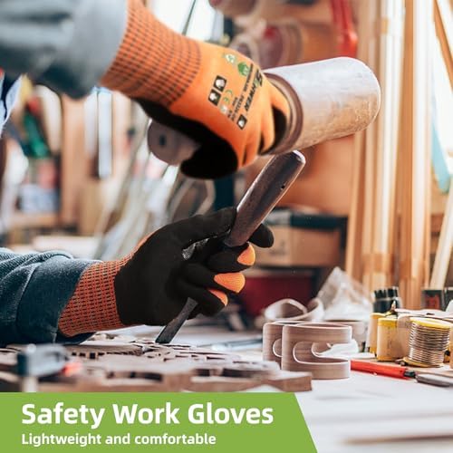 Schwer ProGuard Highest Level Cut Resistant Work Gloves PR3326 for Extreme Protection，ANSI A9 Cut Gloves with Reinforced Thumb, Non Slip, Breathable, Durable, Touch-screen, Orange 1 Pair XL