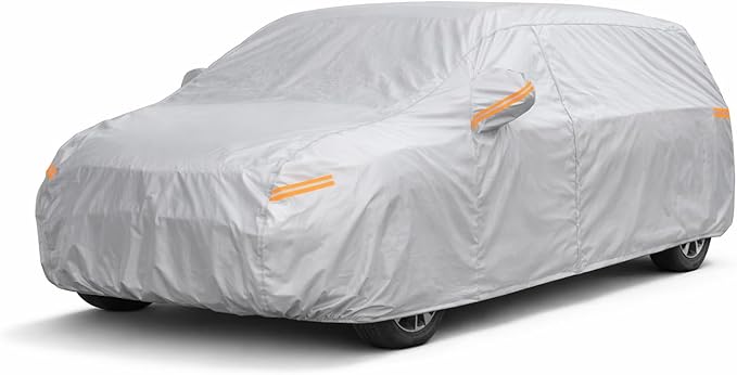 Minivan Car Cover Waterproof All Weather, 6 Layer Car Cover with Cotton Liner Universal Fit for Honda Odyssey, Toyota Sienna, Chrysler Pacifica, Dodge Grand Caravan, Chevy Traverse