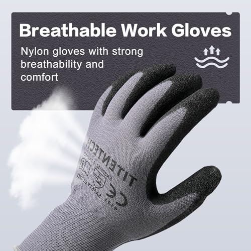 Safety Work Gloves MicroFoam Nitrile Coated 12 Pairs, One Size