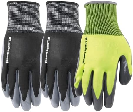 Wells Lamont Men's Smooth Nitrile Coated Grip Work Gloves, 3-Pack, Large