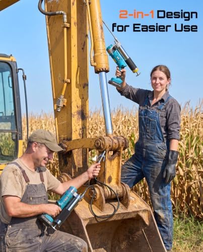 Seesii 2-in-1 Electric Grease Gun, 12000 PSI, with 2 Batteries and 48” Hose
