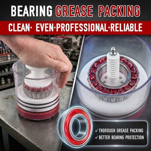 Bearing Packer, Wheel Bearing Grease Packer Tool, Fast & Mess Free Greasing, Heavy Duty Design, Fits Automotive, Trailer, ATV & Mower Bearings (Handy,Canister)