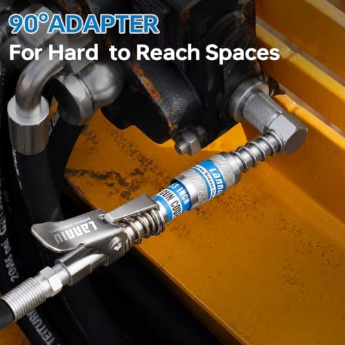 Lever Grease Gun Kit: 0.53" Coupler, 90° Adapter & 18" Flex Hose