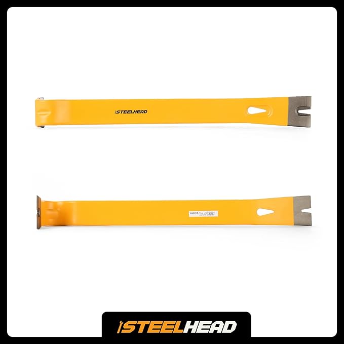 STEELHEAD 15" Heavy-Duty Flat Pry Bar,Integrated Nail Puller,Rust & Corrosion Resistant Enamel Finish,Ultra-Durable Forged Heat-Treated Carbon Steel,Flat,USA-Based Support,SH-PB-B1-15-1