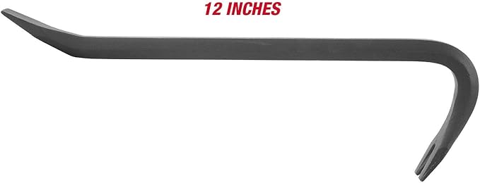 GreatNeck WR12 12-Inch Wrecking Bar, Pull Nails, Pry Apart Wood, Goosenecked Nail-Pulling End Provides Leverage for Heavy Pulling, Bent Chisel Head for Prying and General Demo