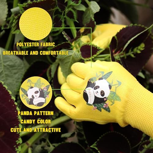 HANDLANDY 2 Pairs Kids Gardening Gloves, Grippy Kids Work Gloves, L