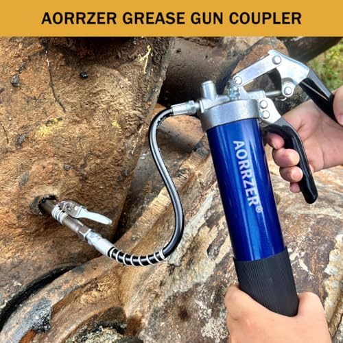 Grease Gun Coupler 2 PCS, Strong Lock on Greases Gun Couplers, 12000 PSI Quick Release Grease Coupler with 12" Spring Flex Hose, Compatible with All Grease Guns 1/8" NPT Grease Gun Fittings