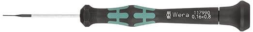 Wera 05117990002 Kraftform Micro 2035 Slotted Electronics Precision Screwdriver, 0.8mm Head, 40mm Blade Length