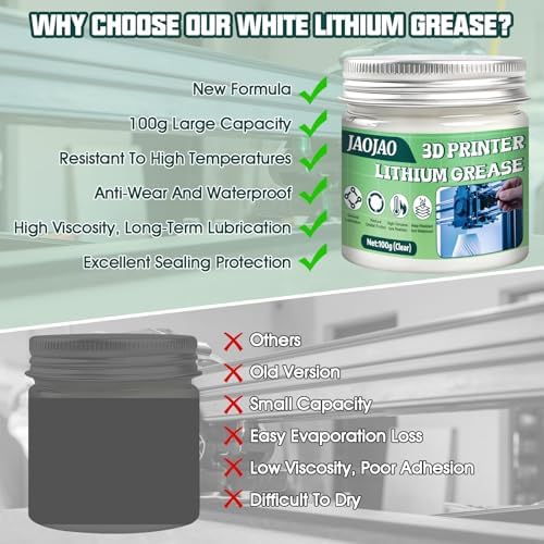 JAOJAO 100g 3D Printer Grease,Reduces Friction & Protects Rails & Bearings