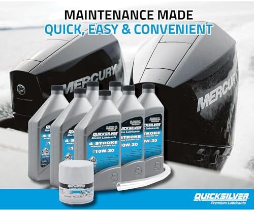 Quicksilver 4-Stroke Oil Change Kit – for Mercury Outboard Engines – 15, 20, 25, 30, 40, 50, 60, 75, 90, 115, 150, 175, 200, 225, 250, 300, 350, 400 HP