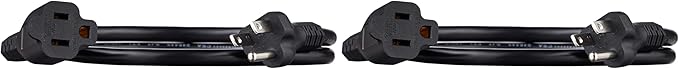 Amazon Basics 3-Prong Extension Cord for Indoor Use, 13 Amps, 125V, 3 Foot, Black, 2-Pack