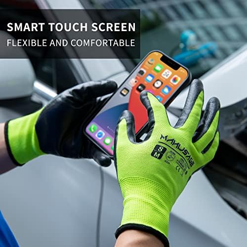 MANUSAGE Safety Work Gloves - Protective Glove for Men & Women - Ultrathin Hand Protection - For Construction, Gardening, Landscaping - Yellow - Size XL - 24 Pairs