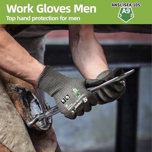 Schwer ProGuard High Level Cut Resistant Work Gloves PR3326 for Extreme Protection，ANSI A9 Cut Gloves with Reinforced Thumb, Non Slip, Durable, Touch-screen, Black 2 Pairs（M）