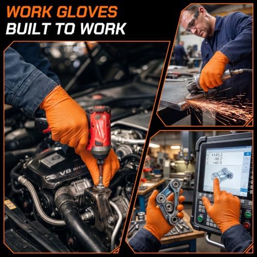 10mil Nitrile Gloves Disposable Rubber Latex Mechanic Gloves,Industrial Disposable Mechanic Latex Rubber Mechanics Glove Heavy Duty Nitrile Glove Large with Diamond Textured(101, Large)