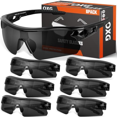 OXG 6 Pack Safety Glasses for Men Women, ANSI Z87.1 Protective Eyewear