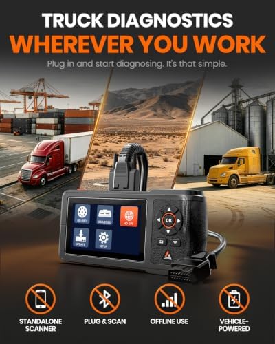 ANCEL HD431 Heavy Duty Truck Scanner, DPF Regen & Forced Reset for Paccar & Detroit Engines, Full System Diagnostics Diesel Code Reader, Professional OBD2/HDOBD Mechanic Tool for Commercial Vehicles