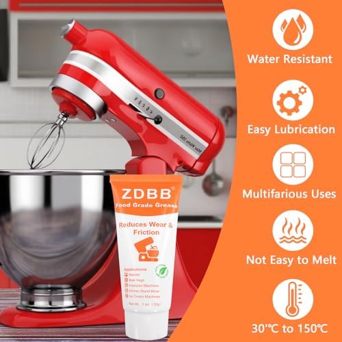 ZDBB Food Grade Grease for Kitchenaid Stand Mixer Odorless Food Grade Equipment Lubricant with PTFE Espresso Machine Grease Sanitary Lubricant for Beer Kegs, Meat Slicer, Grinders, 1 oz 1-Pack