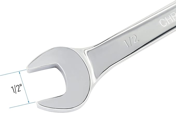 1/2 Inch Ratcheting Combination Wrench SAE 72 Teeth 12 Point Ratchet Box Ended and Open End Spanner Tools for Tight Space, Heat-Treated CR-V