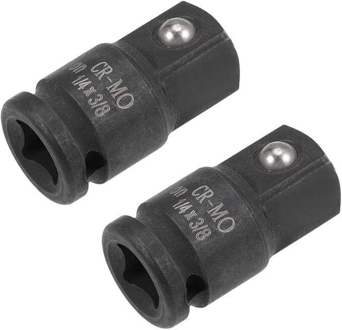 uxcell 2pcs 1/4" Drive (Female) x 3/8" (Male) Impact Socket Adapter for Use with Air Impact Wrenches, Breaker Bars, Ratchets, CR-MO Steel