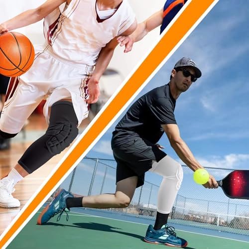Basketball knee pads, compression leg covers for teenagers and adults, wrestling knee pads, football volleyball, pickleball, weightlifting knee pads (1 pair) (White, X-Large)