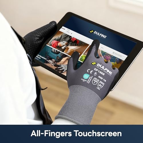 DULFINE Touchscreen 6 Pairs Pack Work Gloves for Men and Women