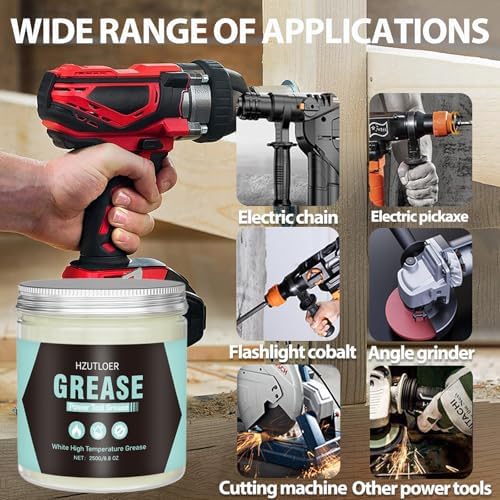 250g White Lubricating Grease,High Temperature Grease,Noise Reduction,Rustproof & Long-Lasting for Power Tool,Auto Wheel Bearings,Industrial Mechanical Components