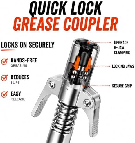 12-Inch Grease Gun Hose with Quick Release Coupler, 1/8" NPT Grease Kit