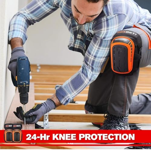 REXBETI Knee Pads for Men, Anti-slip Construction Gel Knee Pads for Work