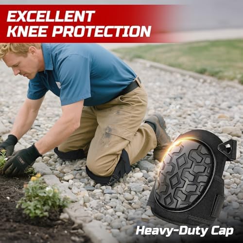 Gel Knee Pads for Work, Professional Knee Pads for Men Women with Soft Foam, Heavy Duty Cap, Adjustable Straps, Quick-Fasten Buckle for Construction, Gardening, Welding, Roofing, Cleaning
