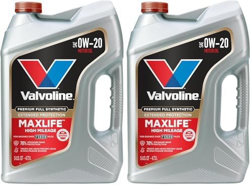 Valvoline Extended Protection High Mileage with Ultra MaxLife Technology 0W-20 Full Synthetic Motor Oil 5 QT (Pack of 2)