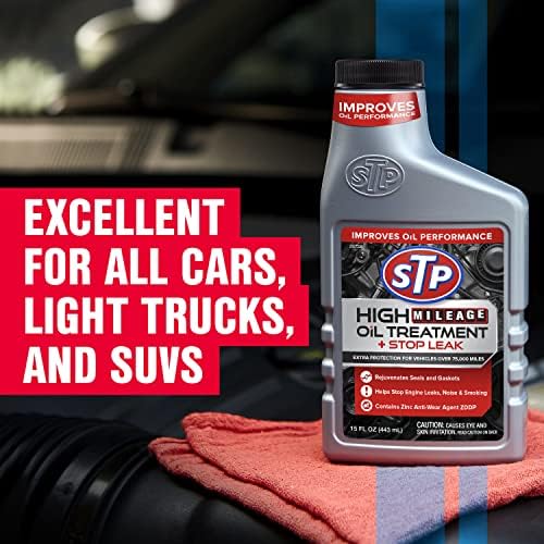 STP High Mileage Oil Treatment + Stop Leak - 15 FL OZ (Pack of 2)