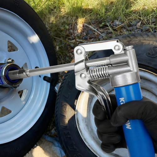 KRETLAW Mini Grease Gun Kit 3000PSI Marine, Includes 3oz Grease Cartridge, 12" Flex Hose, Grease Gun Coupler, Grease Injector Needles