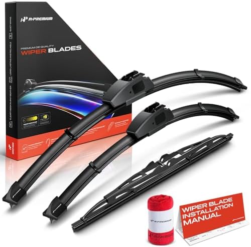 A-Premium 24"+16"+11" Windshield Wiper Blades with Wear Indicator & Towel