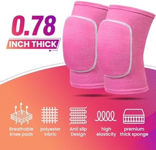 Volleyball Knee Pads,Knee Pads for Women,Men,Kids,Girls,Knee Brace for Basketball Volleyball Football Dance Yoga Tennis Running Cycling Workout Climbing (Pink, Small)