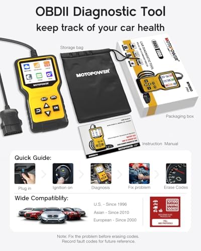 MOTOPOWER MP69033 Pro OBD2 Scanner Code Reader Check Engine Fault Light Diagnostic Scan Tool with Battery Tester