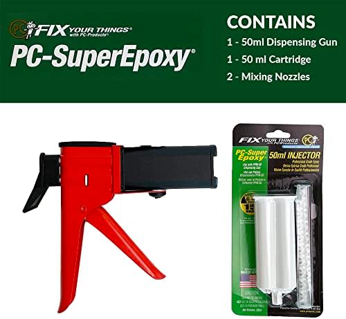 PC Products PC-Super Epoxy Adhesive Paste Kit, Two-Part with 50ml Cartridge and PPM-50 Dispensing Gun, Translucent 588