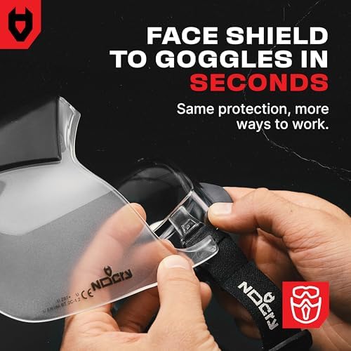 NoCry Safety Face Shield Mask for Work with Premium Anti Fog and Anti Scratch Technology — Durable ANSI Z87+ Certified Grinding Face Shield with Extreme Impact Resistance